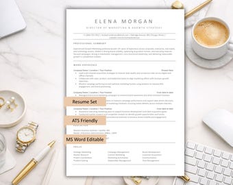 Simple Resume Template Set, Editable Word Format, ATS Ready, Digital Download