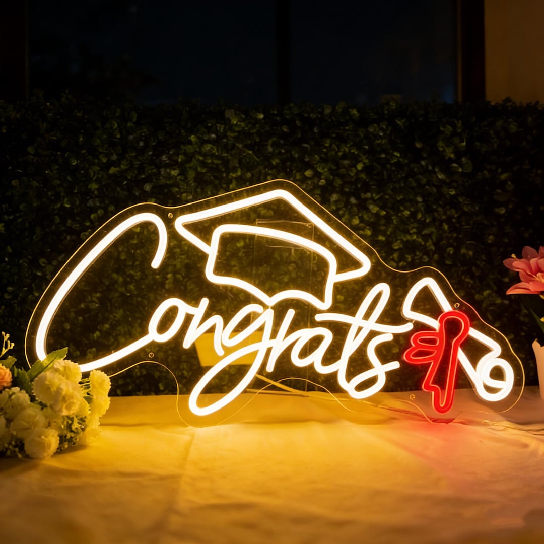 Graduation Led Version Congrats Graduation Neon Sign, LED Grad Cap Neon Light, Graduation ...