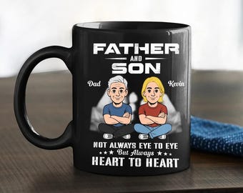 Custom Father Son Ceramic Mug, Dad Son Forever Strong Coffee Cup, Father's Day Birthday Gift For Dad Papa Son, Proud Dad Son Mug, Son Design