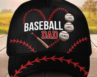 Boné personalizado com efeito 3D para pai e avô fã de beisebol, presente clássico e significativo para o Dia dos Pais, ideal para amantes de beisebol, com design inspirado no esporte.