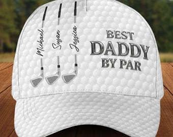 Anpassad pappahatt med 3D-effekt, klassisk bästa pappa av Par-keps, rolig golfpappahatt, present till pappa-farfar i golf, födelsedagspresent till pappa