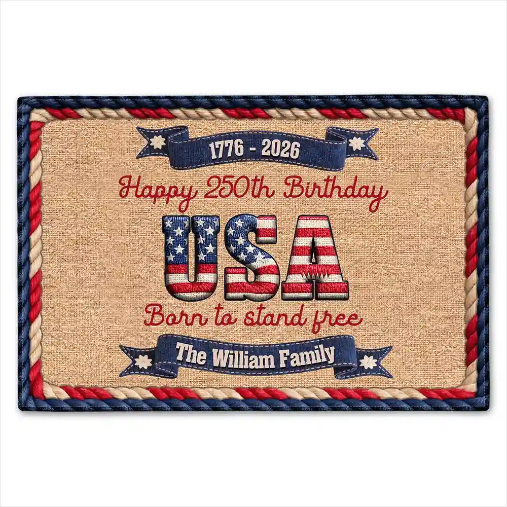 Discover Custom Usa 250th Anniversary 17762026 Doormat, Patriotic 4th Of July Rug, Independence Gift, 250 Years Land Of The Free, Family Name Decor