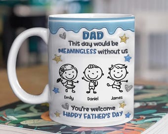 Custom Dad 3D Effect Printed Ceramic Mug, Funny Father's Day Birthday Gift For Daddy Papa Husband, Awesome Dad Coffee Cup, Family Decor Mug