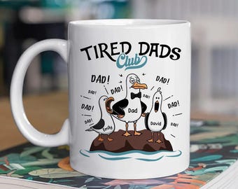 Custom Dad Ceramic Mug, Tired Dads Club Member Coffee Cup, Funny Daddy Definition Gift, Heartfelt Fathers Day Birthday Gift For Dad Papa Him