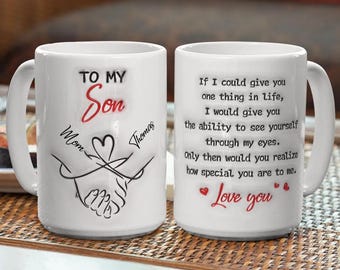 Custom To My Son 3D Effect Inflated Ceramic Mug, Inspirational Coffee Cup From Mom Dad To Son, Heartfelt Father's Day Birthday Gift For Son