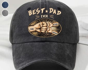 Benutzerdefinierte Papa 3D-Effekt Hut, klassische Mütze, beste Papa aller Zeiten Baseballmütze, bedeutungsvolles Vatertags-Geburtstagsgeschenk für Papa Opa, Papa Kinder Namensgeschenk