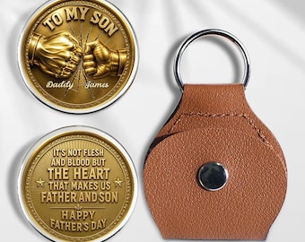 Chaveiro de bolso personalizado "Abraço para o Meu Filho", moeda de bolso para filho da mãe e do pai, presente de pai para filho, presente de Dia dos Pais ou aniversário para ele, lembrança da família.