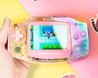 Custom Game Boy Advance Aurora Edition IPS Mod – Iridescent Clear Shell, USB-C Battery Option | Made to Order