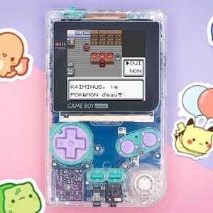 Game Boy Pocket Color Custom – Transparentes Gehäuse – IPS-Bildschirm – Pastelllila & Mint – Vollständig modifizierter Nintendo GBP | Auf Bestellung gefertigt