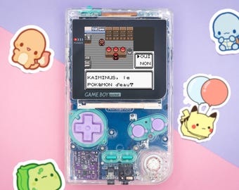 Game Boy Pocket Color Custom – Transparent Clear Shell – IPS Screen – Pastel Purple & Mint – Fully Modded Nintendo GBP | Made to Order