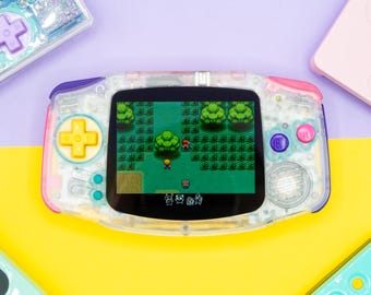 Modified Transparent Game Boy Advance – Laminated IPS MAX Screen, Rechargeable USB-C Battery, Premium Retro Console | Made to Order