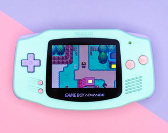 Modified Pastel Mint Game Boy Advance – Laminated IPS Screen, Rechargeable USB-C Battery, Premium Retro Console | Made to Order