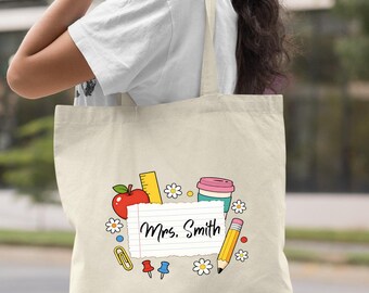 Custom Teacher Tote Bag, Teacher Appreciation Bag, Personalized Teacher Name Tote Bag, Teacher Gift, Teacher Appreciation Gift