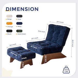 Tufted Corduroy Lounge Chair with Ottoman, Adjustable Recliner image 18