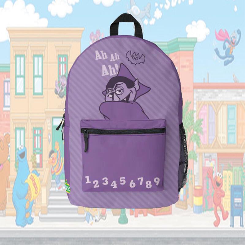 Discover The Count von Count Backpack, Ah Ah Ah Math Numbers School Bag, Sesame Street Backpack, Kids Cartoon Travel Bag, Back to School Gift