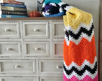 Rainbow Ripple Crochet Blanket: Twin-Sized Colorful Afghan