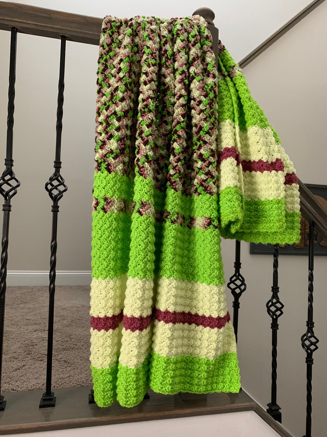 Afghan Blanket, English Tea Afghan, Cozy Throw, Medium Weight Crochet