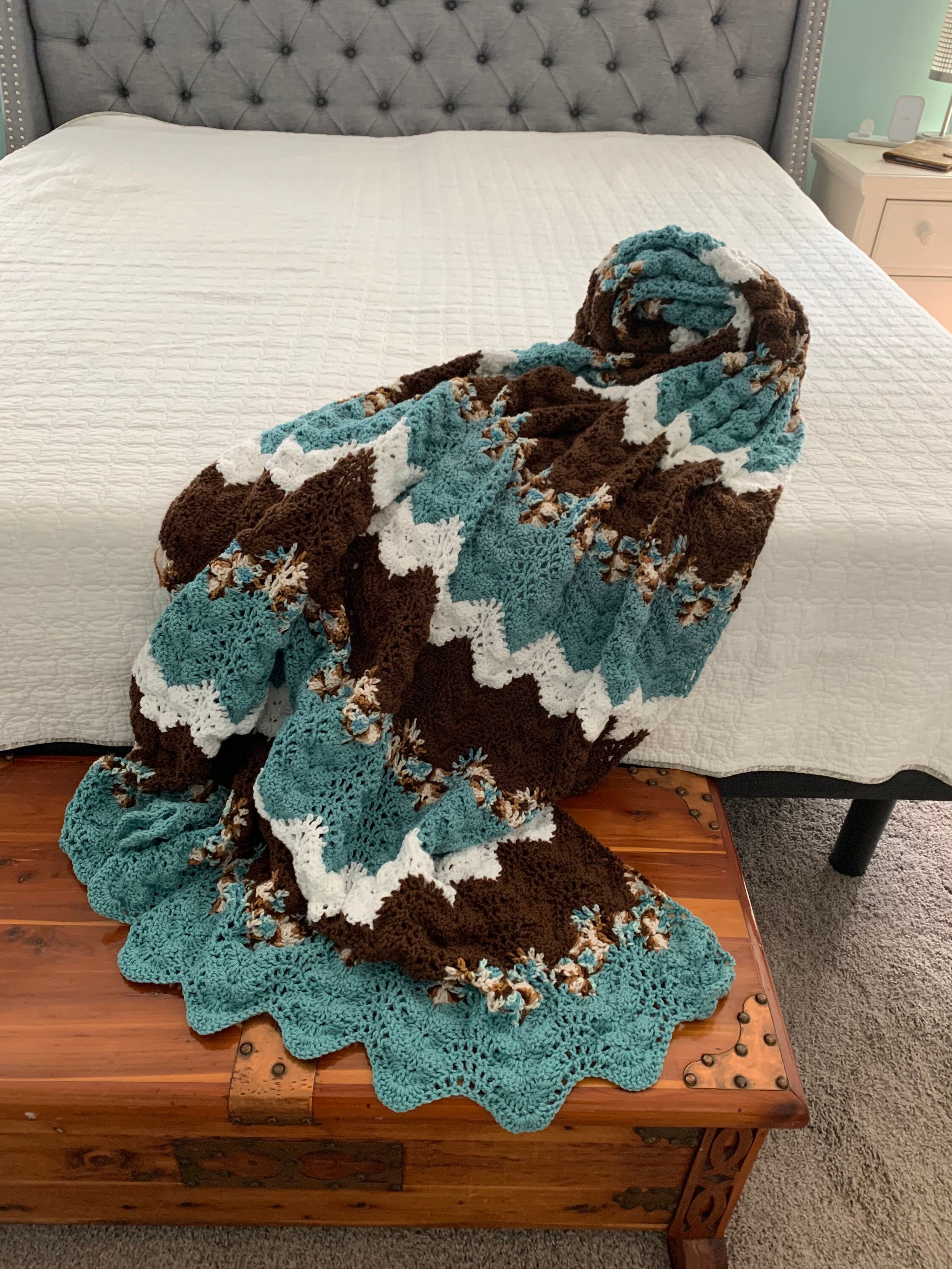 Blue and Brown Blanket Large Soft Blue and Brown Throw - Etsy