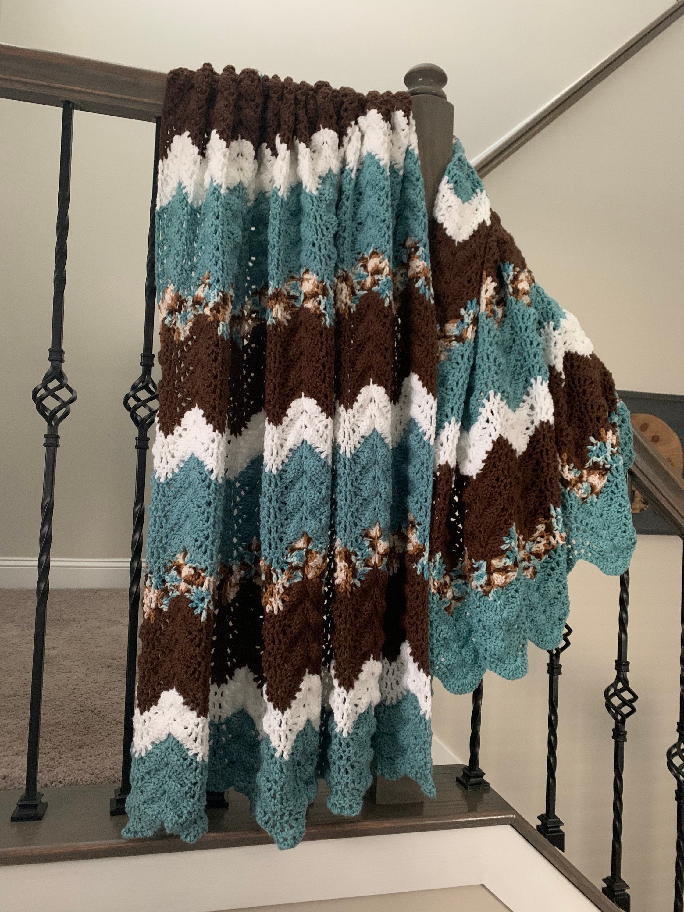 Blue and Brown Blanket Large Soft Blue and Brown Throw - Etsy