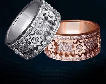 Gear - rotating rings, personalized customization, suitable for both men and women, lucky rings