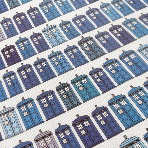 Police box Fabric Fat Quarter - Hodgepodge of Blue shades on grid