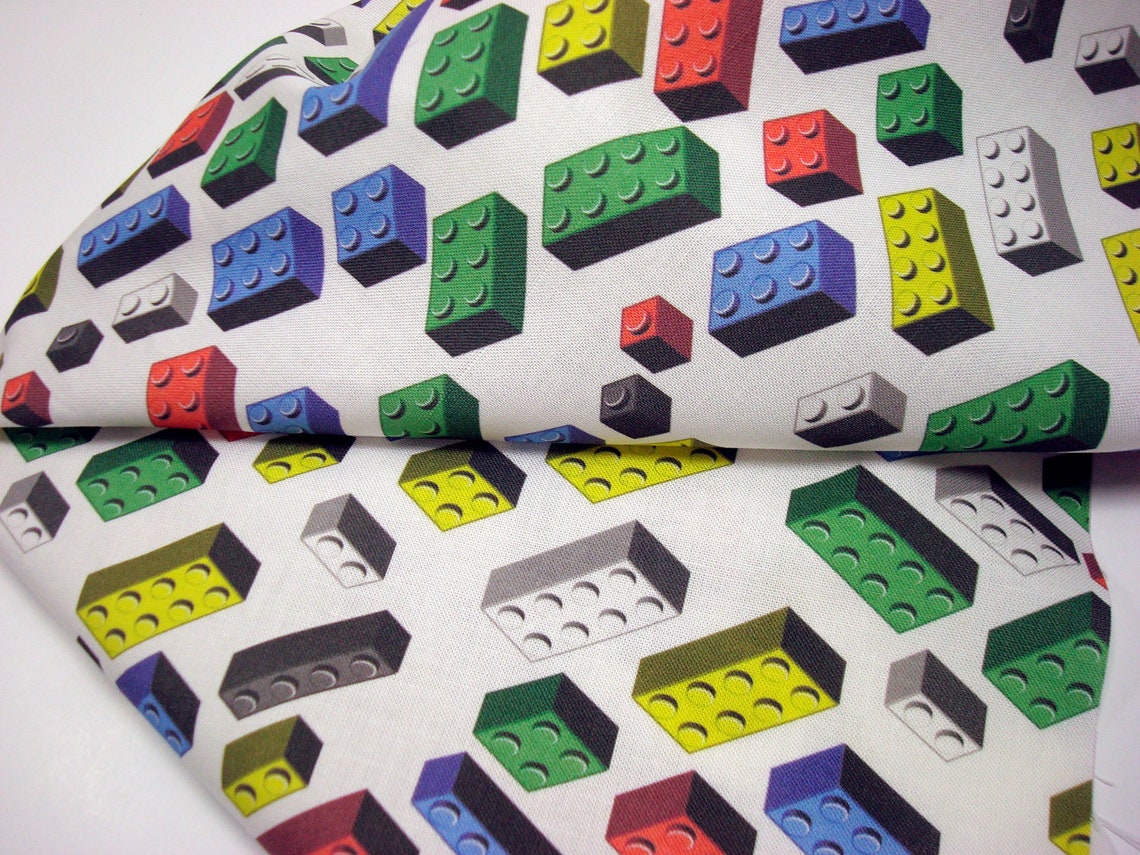 Bricks Fabric Yard lego inspired quilting cotton on white Etsy