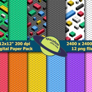 Building bricks digital scrapbook paper - toy clipart digital download png files