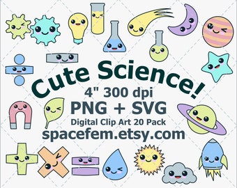 Science SVG Cute Pack - Kawaii STEM Digital Clipart
