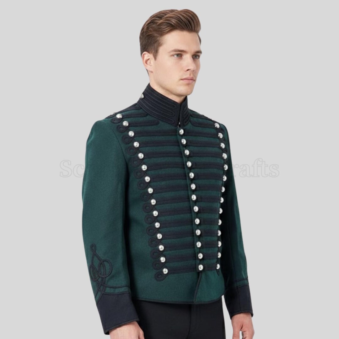 Napoleonic 95th Rifles Officer Hussar Jacket – Black Braiding – Silver ...