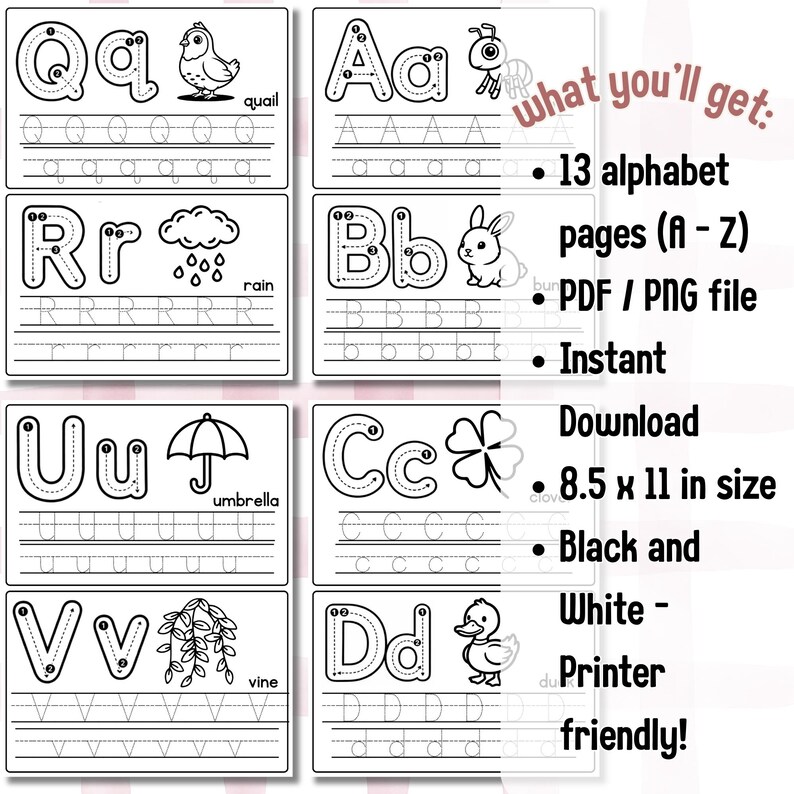 Alphabet Tracing Worksheets A-Z Kindergarten Morning Work Printable ...