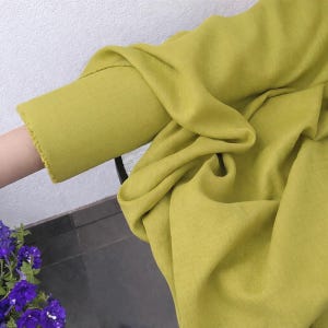 Lime Green Linen Fabric, Baltic European Linen by the Meter, Softened Midweight Fabric for Clothing, Curtains, Tablecloth, 145 cm Wide