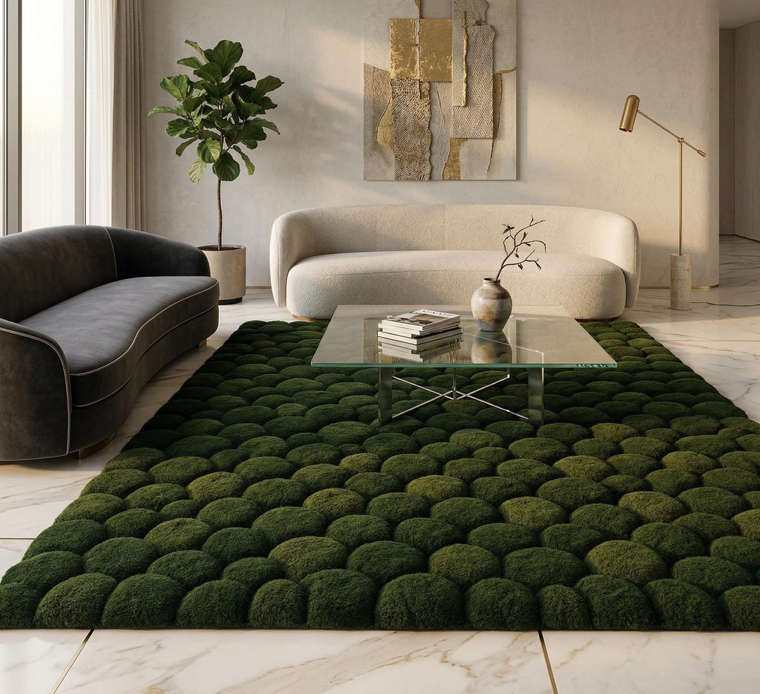 Handcrafted Hand Tufted Rug | Cool Forest Green Area Rug | Custom Wool ...