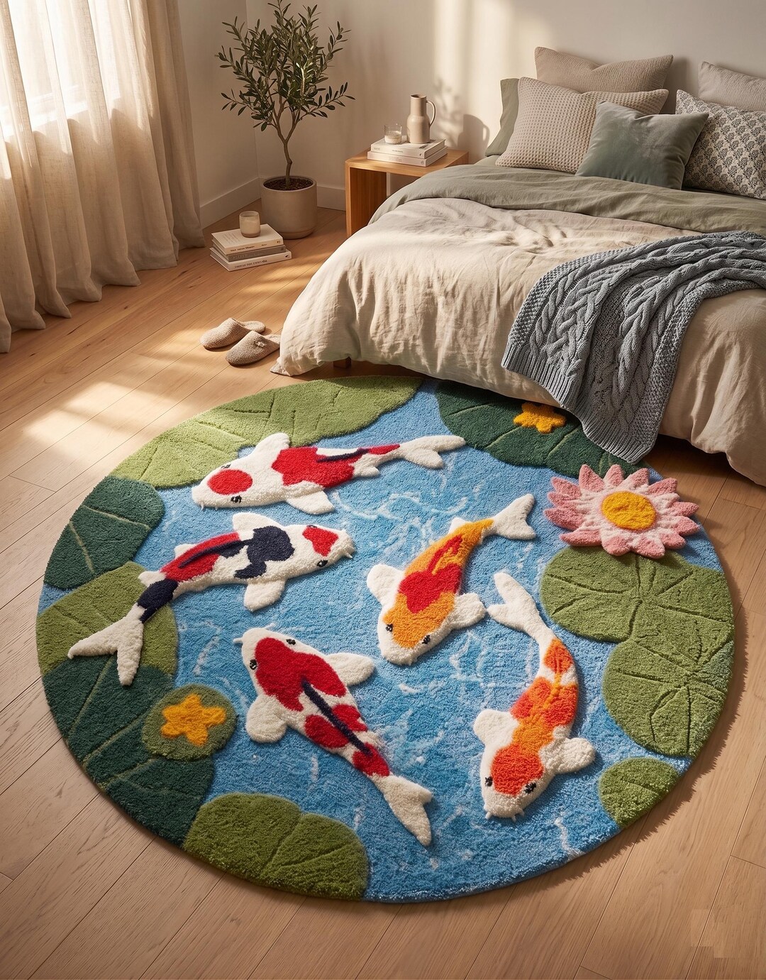 Catfish Rugs Handcrafted Hand Tufted Koi Fish Rug | Cool Pond Area Rug | Custom Wool ...