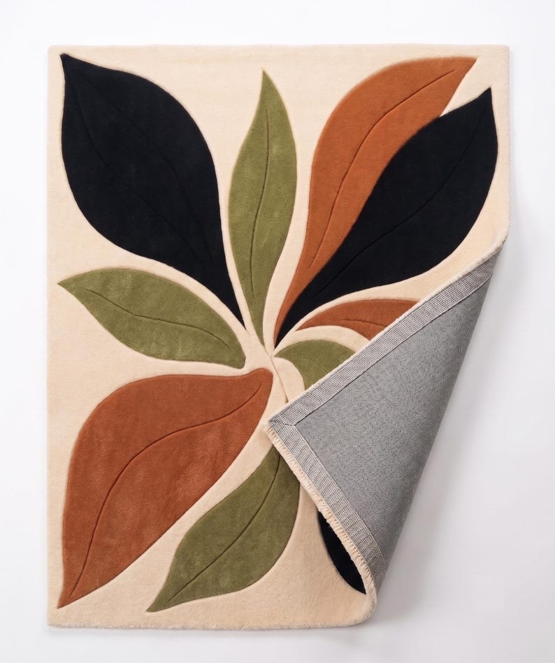 Sustainable friendly handmade wool Teppich acting as a luxury custom rug gift for minimalists and nature art collectors.