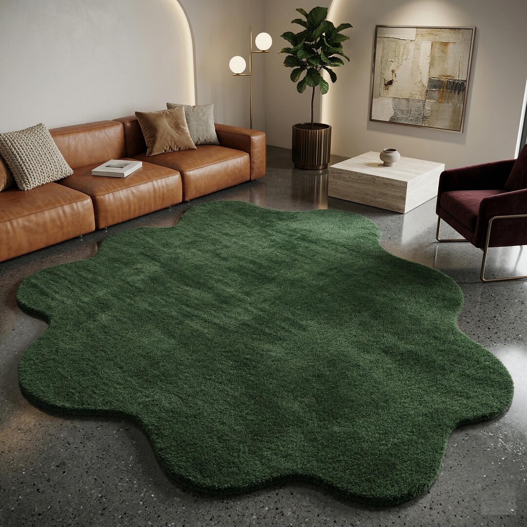 Handcrafted Hand Tufted Rug | Cool Forest Green Area Rug | Custom Wool ...