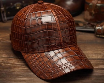 Handmade Crocodile impose Leather Baseball Cap Luxury Streetwear Hat