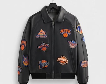 Kith AVIREX New York Knicks Faux Leather Varsity Jacket
