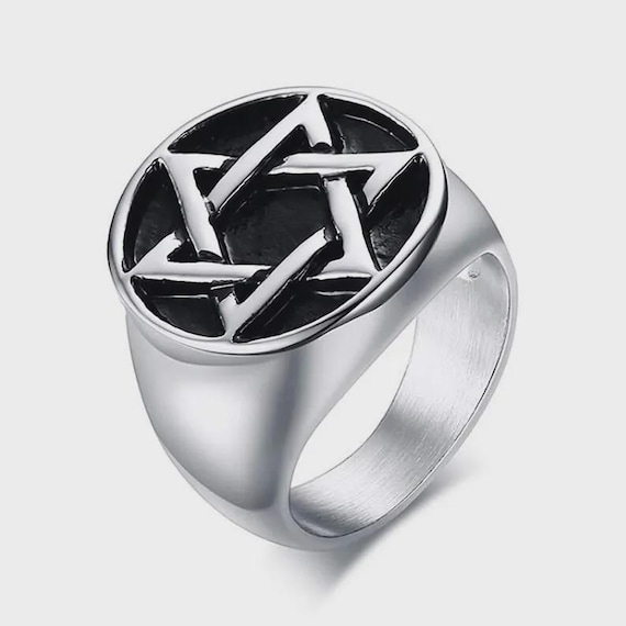 Pentagram Ring, Silver Finish, Occult Jewelry