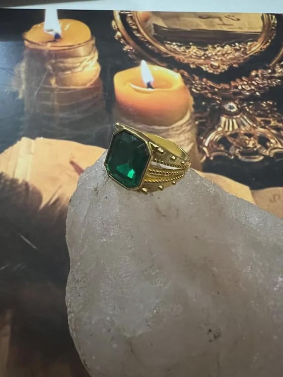 Eye of Dragon Ring - Green Stone, Talisman Jewelry