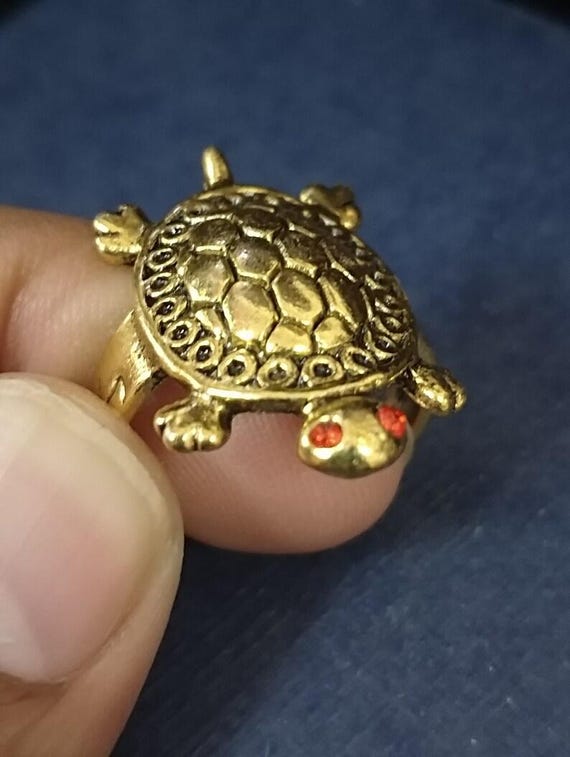 A++ Extreme Most Powerful Trisakti Rudraksha Tortise Ring / White Magic Ring
