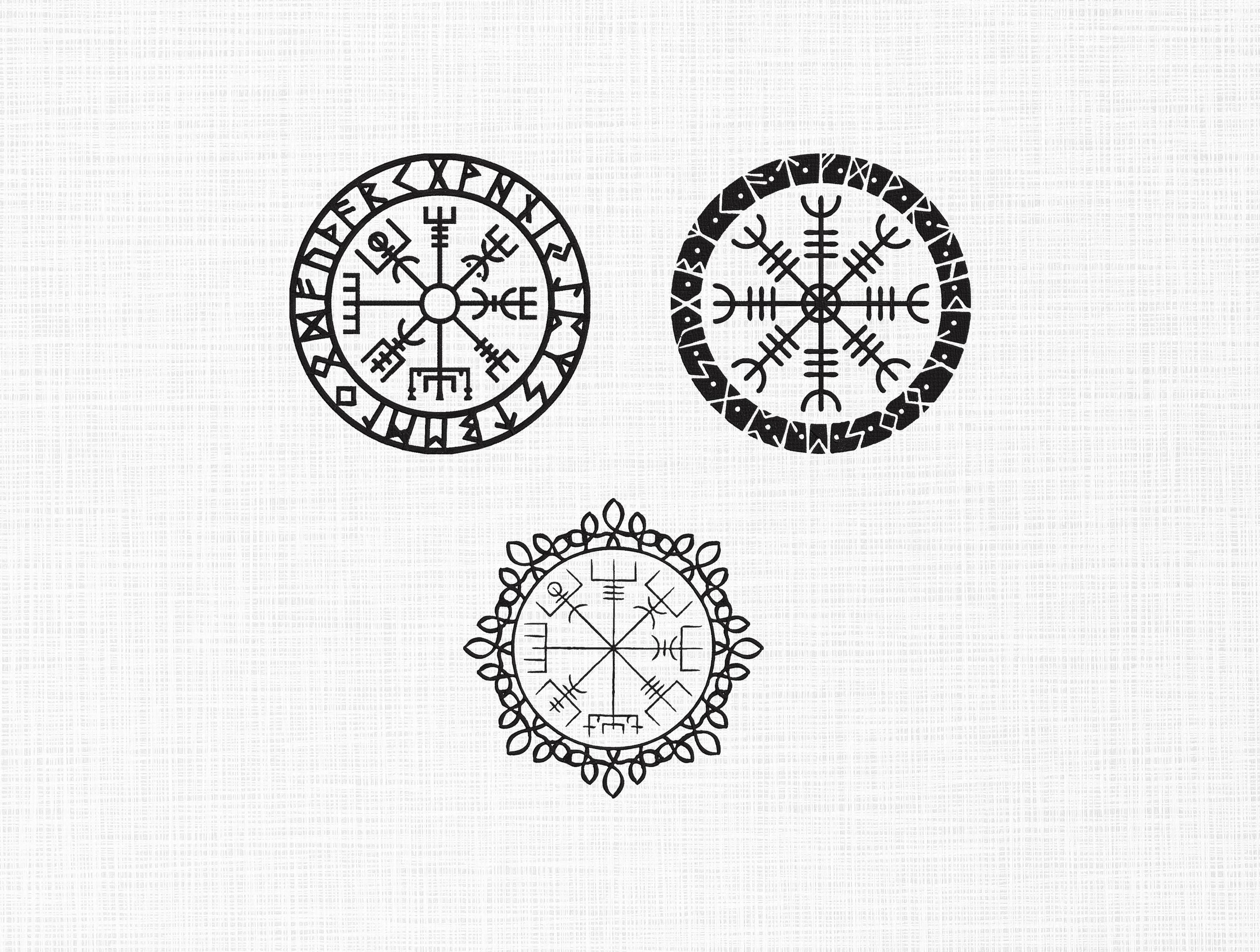 Vegvisir Viking Compass Set Embroidery Design, Nordic Rune Patch File ...