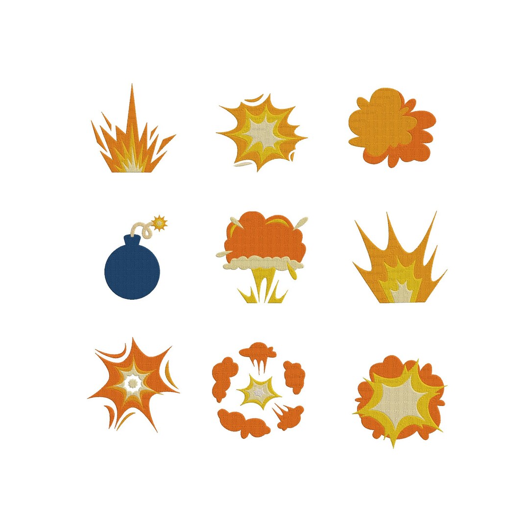 Bomb Embroidery, Explosion and Blast Icons, Bomb Blasts Explosion ...