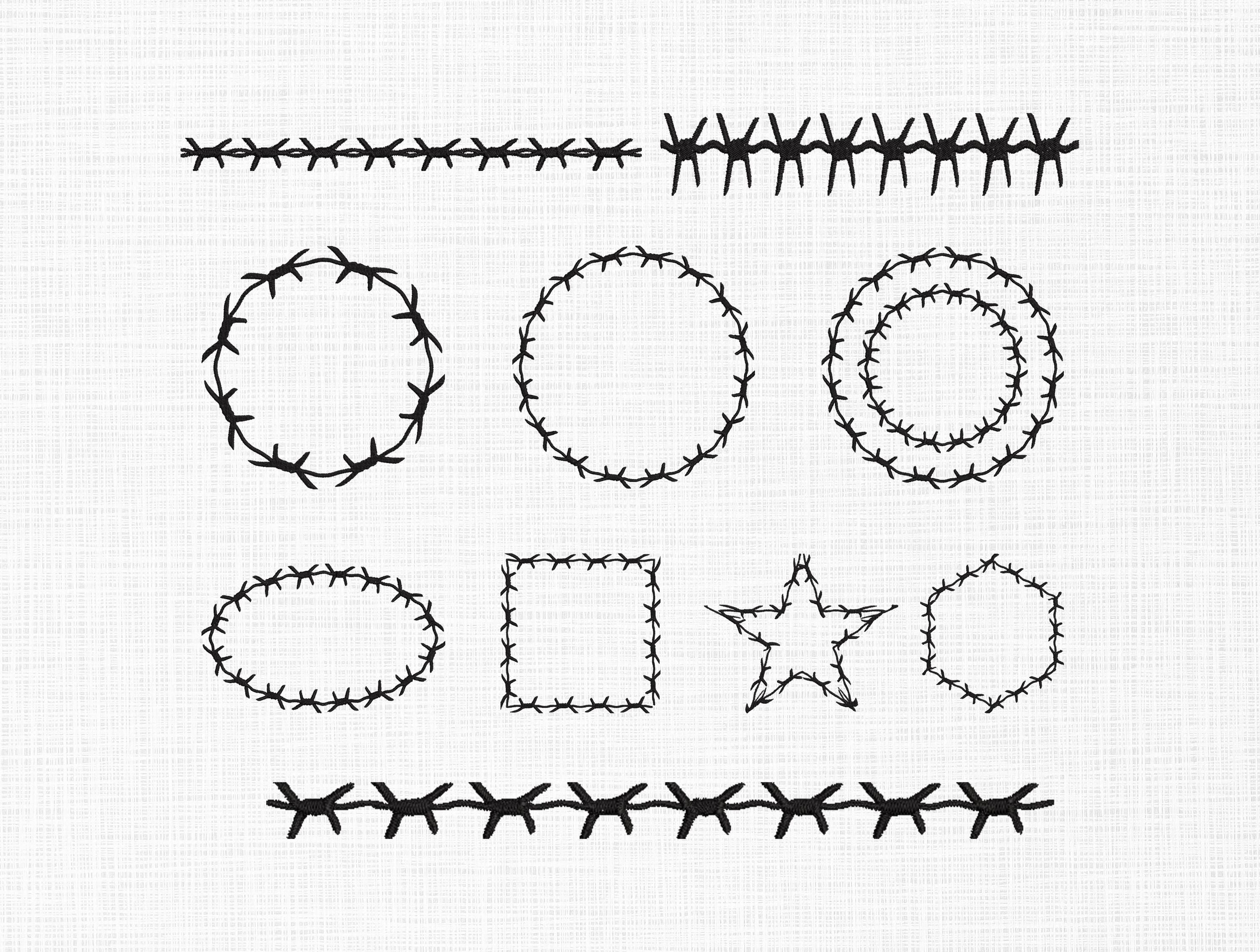 Barbed Wire Frames Bundle Embroidery Design,barbed Shapes Embroidery ...