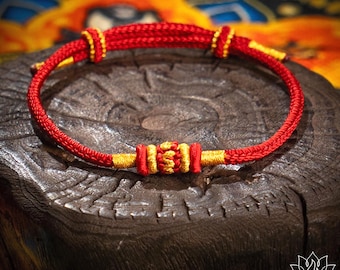 Braccialetto di protezione familiare intrecciato a mano, rosso tibetano, regalo buddista, talismano di ricchezza e fortuna, gioiello di protezione spirituale intrecciato, benedizione pasquale