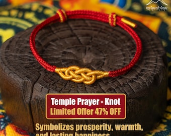 Braccialetto con nodo di ricchezza intrecciato a mano con cordino rosso, braccialetto protettivo regolabile, regalo di Pasqua per lei, regalo spirituale di benedizione buddista, braccialetto di Pasqua
