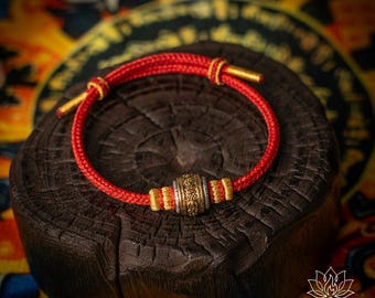 Braccialetto di protezione familiare Braccialetto Pixiu tibetano fatto a mano - Cordino rosso Amuleto buddista per ricchezza e protezione Braccialetto prosperità destino
