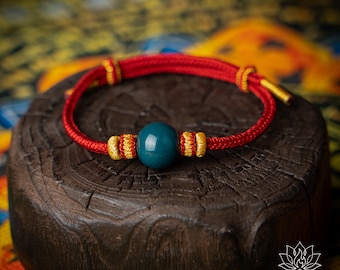 Braccialetto con corda rossa, perlina di pino, nirvana, cenere, protezione spirituale, portafortuna fatto a mano, regalo per saggezza, benedizione, fortuna, filo rosso del destino