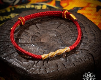 Braccialetto rosso tibetano intrecciato a mano con cordino rosso portafortuna regolabile, braccialetto buddista con nodo, braccialetto con cavallo, regalo spirituale, braccialetto del destino.