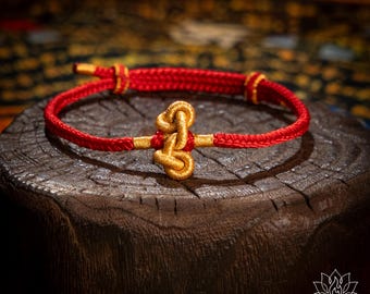 Braccialetto portafortuna spirituale buddista regolabile, intrecciato a mano, "Mandala Wisdom Knot", con cordino rosso e cavallo, braccialetto del destino, regalo di benedizione Feng Shui