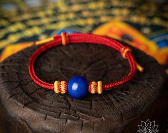 Braccialetto con corda rossa, perlina di frassino azzurro, protezione spirituale, gioiello fatto a mano per la meditazione, regalo per fortuna, saggezza, pace e meditazione